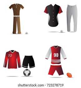 Set of sport uniforms on a white background, Vector illustration
