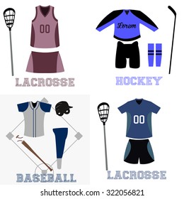Set of sport uniforms and some elements for different sports
