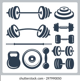 Set of sport weights for bodybuilding, fitness and weightlifting