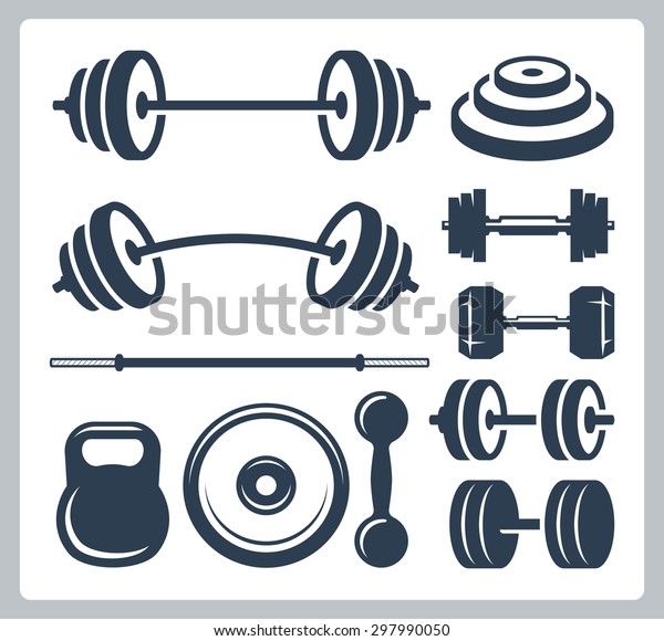 Set Sport Weights Bodybuilding Fitness Weightlifting Stock Vector ...