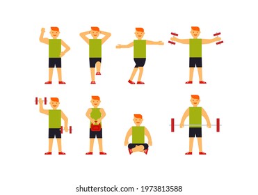 set of sportman training icons vector