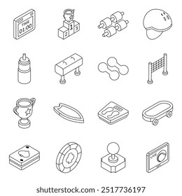 Set of Sports Accessories Flat Icons 

