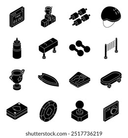 Set of Sports Accessories Flat Icons 

