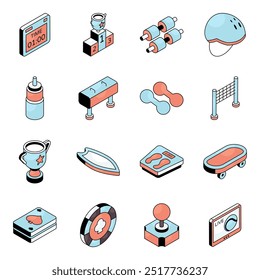 Set of Sports Accessories Flat Icons 

