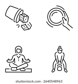 Set of Sports Accessories Line Style Icons 

