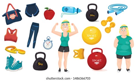 set of sports accessories vector illustration