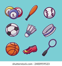 set of sports balls cartoon