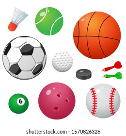 Set of sports balls. Color images on white background. Vector illustration.