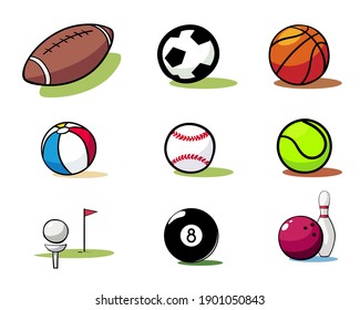 Set of Sports Balls doodle