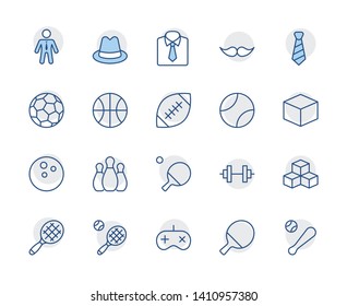Set of Sports balls, hobbies, entertainment vector line icons. It contains symbols of football, basketball, bowling, tennis and much more. Editable Stroke. 32x32 pixels.