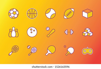Set of Sports balls, hobbies, entertainment vector line icons. It contains symbols of football, basketball, bowling, tennis and much more. Editable Stroke. 32x32 pixels.