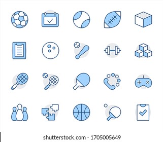 Set of Sports balls, hobbies, entertainment vector line icons. It contains symbols of football, basketball, bowling, tennis and much more. Editable Stroke. 32x32 pixels.