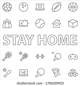 Set of Sports balls, hobbies, entertainment vector line icons. It contains symbols of football, basketball, bowling, tennis and much more. Editable Stroke. 32x32 pixels.