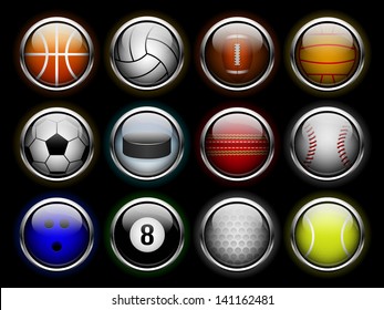 set of sports balls icon