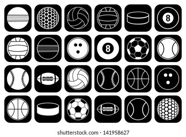 set of sports balls icon