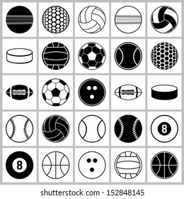 set of sports balls icon