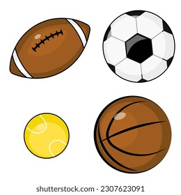 set of sports balls isolated on white