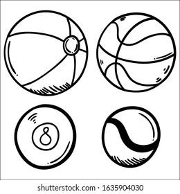 Set of Sports Balls on white Background.