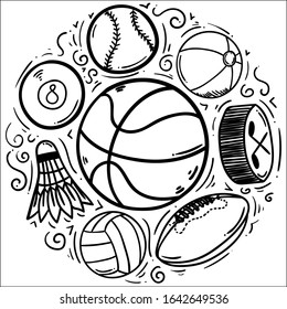 Set Sports Balls On White Background Stock Vector (royalty Free 