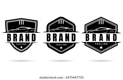 Set of sports car badge logos