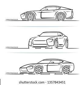 Royalty-free Set of sports car silhouettes, outlines, contours ...
