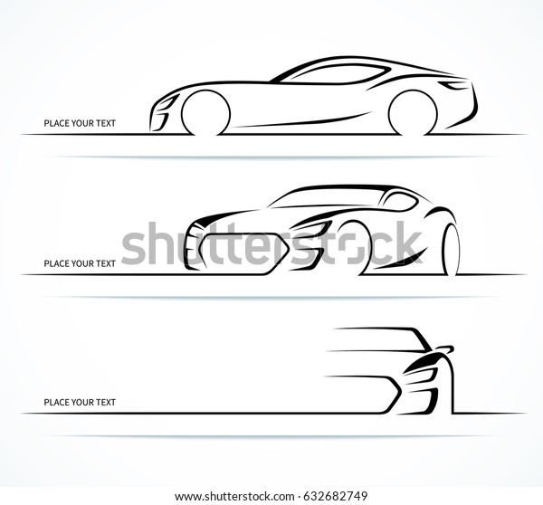 Set of\
sports car silhouettes. Vector\
illustration