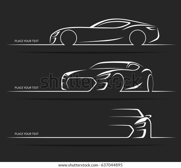Set of\
sports car silhouettes. Vector\
illustration