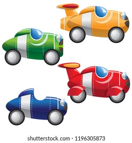 Set of sports cars. Isolated on white background. Vector illustration.