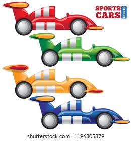 Set of sports cars. Isolated on white background. Vector illustration.