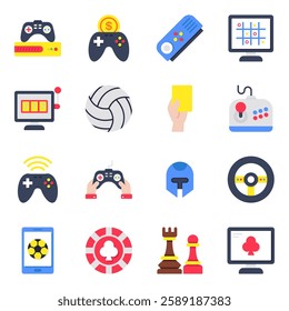 Set of Sports and Casino Flat Icons

