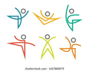 Set of sports and dancing icons vector