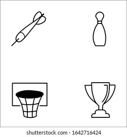 Set of sports equipment. doodle style.