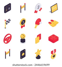 Set of Sports Equipment Isometric Icons 

