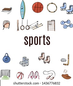 set of sports equipment, suitable for children s illustrations of books, magazines, brochures