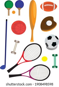 set of sports equipment vector