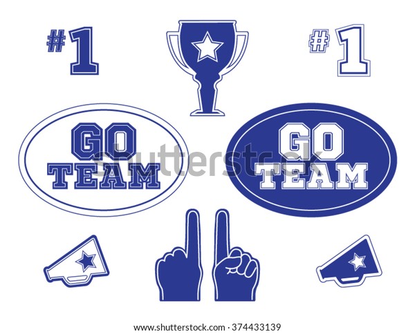 Set Sports Fan Icons Blue On Stock Vector (Royalty Free) 374433139