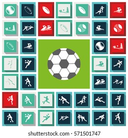 Set of sports figures athletes. Black silhouettes of sportsmen. Sports icons.