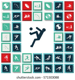 Set of sports figures athletes. Black silhouettes of sportsmen. Sports icons.