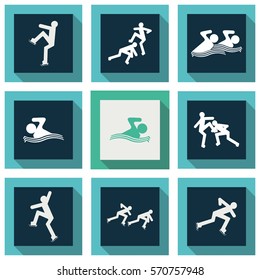 Set of sports figures athletes. Sports icons.