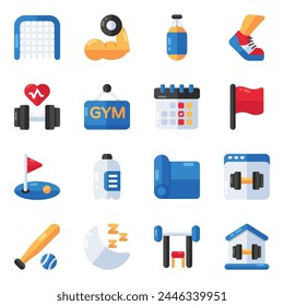 Set of Sports Flat Icons 

