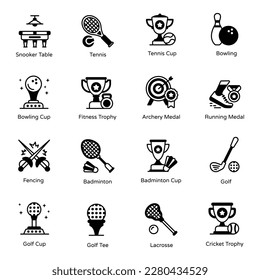 Set of Sports and Games Glyph Icons
