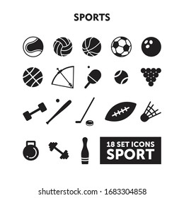 Set Of Sports Icon, Sports Sign/Symbol Silhouette Vector