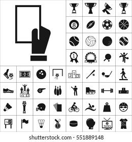 Set of Sports Icons. Contains such Icons as Wineglass, Medallion, Ragby Ball, Soccer Ball,Bowling,Muscle, Swimming, Skiing, Volleyball and more. Editable Vector. Pixel Perfect.
