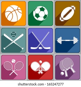 Set of sports icons of different color.