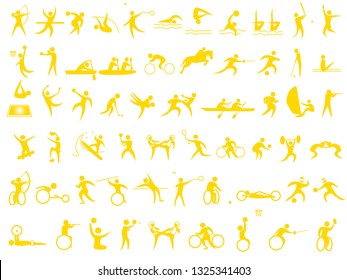 set of sports icons including sports of people with disabilities