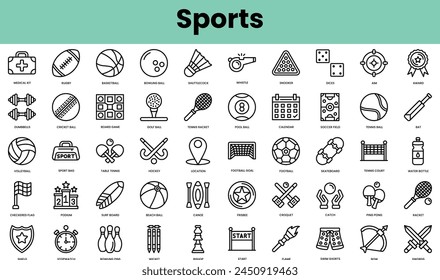 Set of sports icons. Linear style icon bundle. Vector Illustration