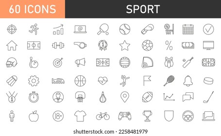 Set of Sports icons. Simple line art style icons pack. Vector illustration