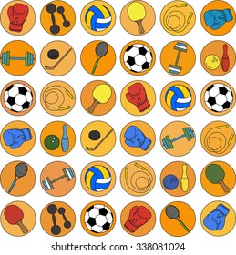 set of sports icons in the style of the flat