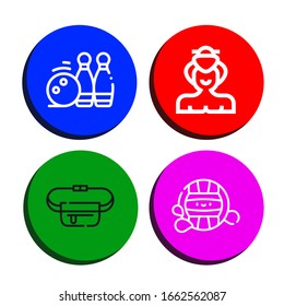 Set of sports icons. Such as Bowling pins, Sumo, Belt pouch, Waterpolo , sports icons
