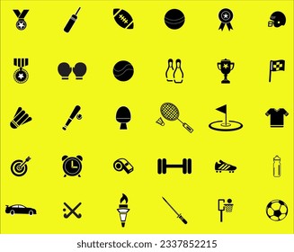 Set of sports icons, vector black designs	
